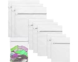 Dailygoods- Waszakken Set van 9 - Waszakken met Ritssluiting - Waszakken voor Wasmachine - Waszakken voor Ondergoed - Waszakken voor Handdoeken - Lichtgrijs Polyester - Wasnetjes
