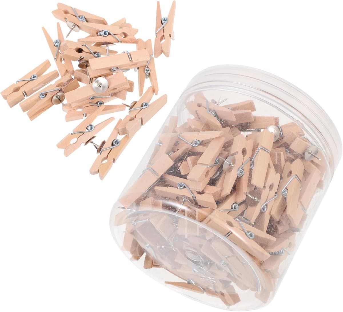 Houten Duimspijker Clips - Decoratieve Punaises - Foto's Bevestigen - Creatieve Vormgeving - 3.5x2cm - Houtkleur — afbeelding 1