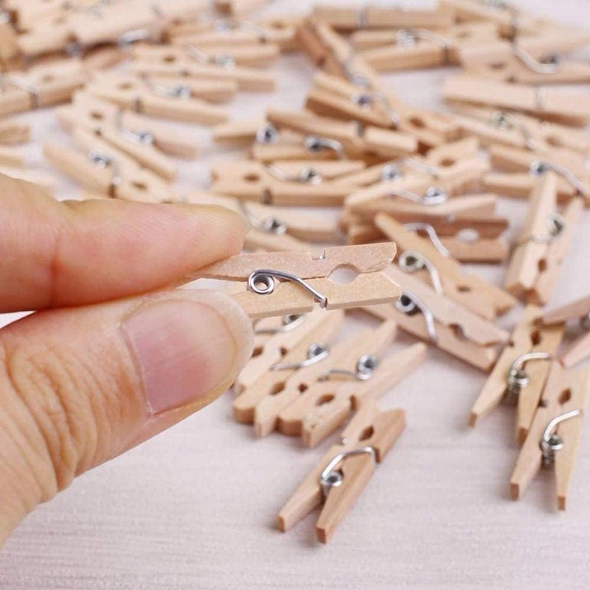 Houten Kleding Klemmen - Mini Knijpers - Ambachten Versieren - Natuurlijke Houtkleur - 1000 Stuks - Natuurlijk — afbeelding 1