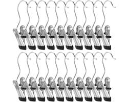 Dailygoods- Wasknijpers 26 Stuks - Roestvrij Stalen Klemmen - Antislip Kleerhanger Clips - 360° Draaibare Haak - Duurzaam en Lichtgewicht