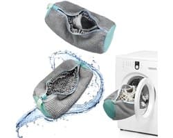 Dailygoods - waszakken voor schoenen, 2 stuks, waszakken voor schoenen, waszak met ritssluiting, herbruikbare waszak, efficiënte reiniging, grijs