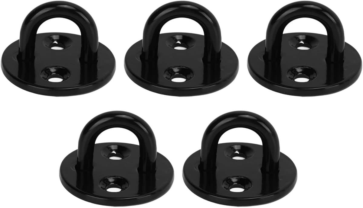 SnelShoppen - 5 Stuks Ronde Heavy Duty Pad Eye Platen Bevestigingshaken van 304 Roestvrij Staal, Dikke Zwarte Wandgemonteerde Ringhaken, U-Vormige Pla — afbeelding 1
