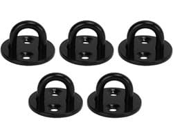 SnelShoppen - 5 Stuks Ronde Heavy Duty Pad Eye Platen Bevestigingshaken van 304 Roestvrij Staal, Dikke Zwarte Wandgemonteerde Ringhaken, U-Vormige Pla
