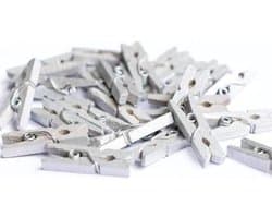 FSW-Products - Kleine Houten Mini Knijpers - 50 Stuks - Kaart Was Knijpertjes - Zilver - Foto Knijpers - Polaroid - Geboorte Wasknijpers - Kaartknijper — afbeelding 1