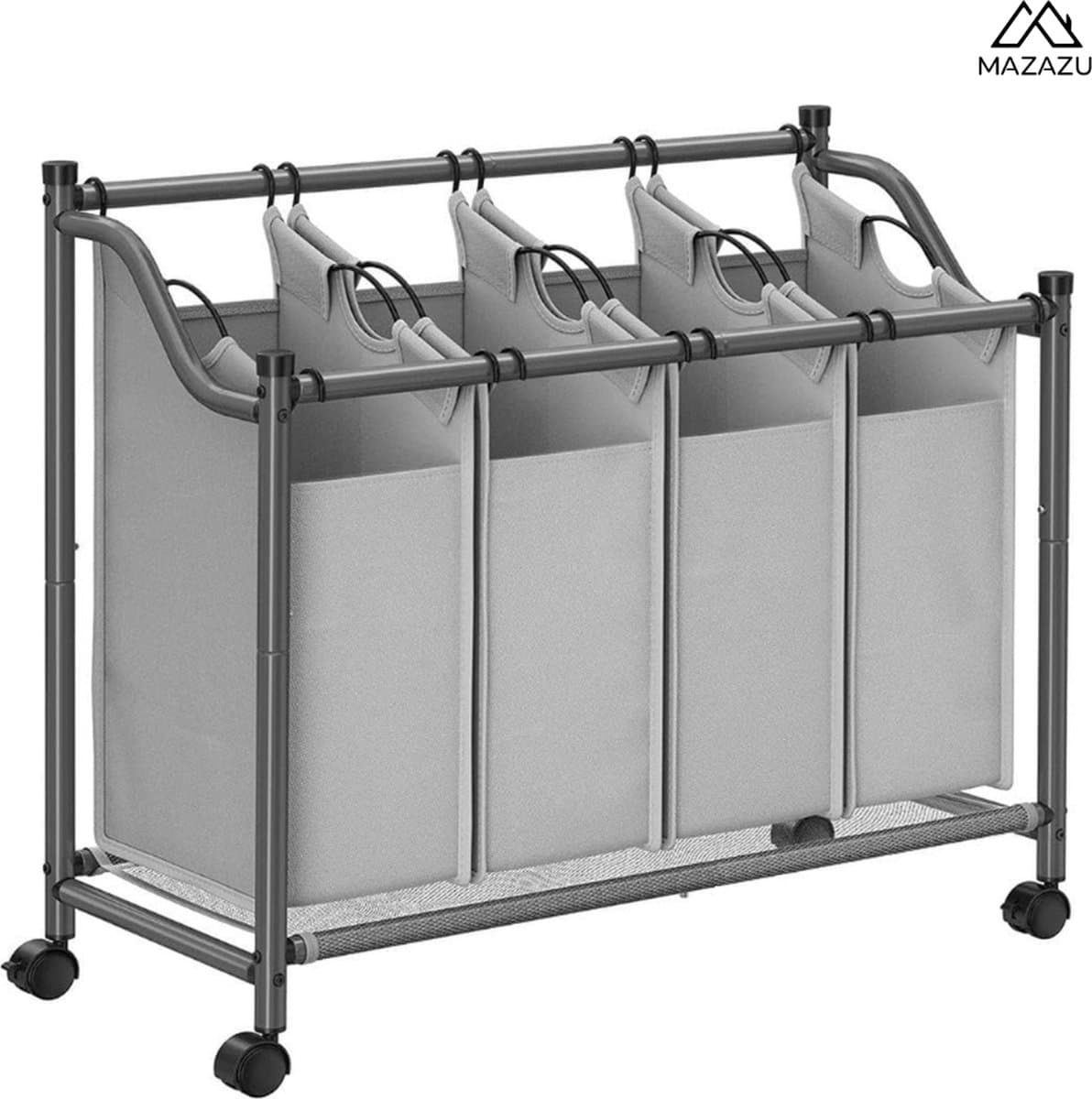 MIRA Home Wasmand – Wasmand met wieltjes – Basic – Grijs - 87.5x38.5x81 — afbeelding 1