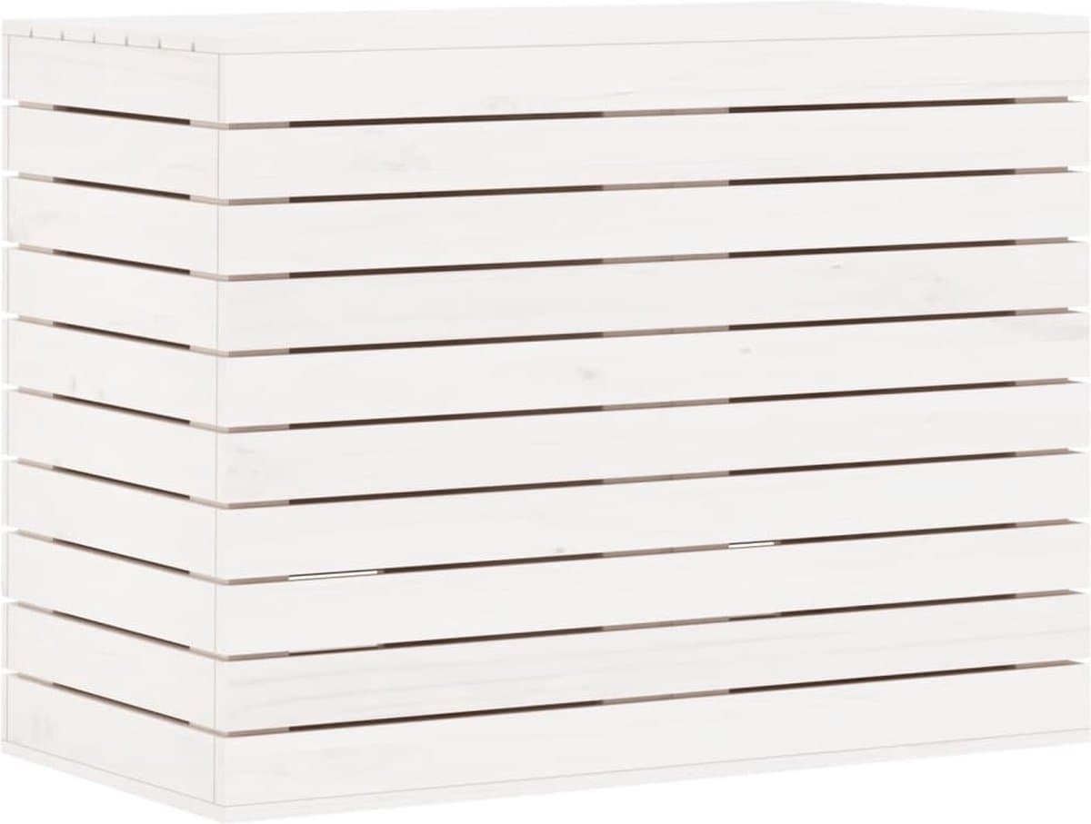 vidaXL - Wasmand - 88,5x44x66 - cm - massief - grenenhout - wit — afbeelding 1