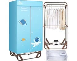 Uten Draagbare elektrische droger Gr886 - 2 lagen droog Design - Warmtepompdroger - 1500 W - Timer 0-180 Min - Elektrisch Droogrek met Verwarming - Wasdroger - Tot 15kg wasgoed - Als wasdroger, droogrek en Kledingkast- Hoogte 1.7 M - lichtblauw — afbeelding 1