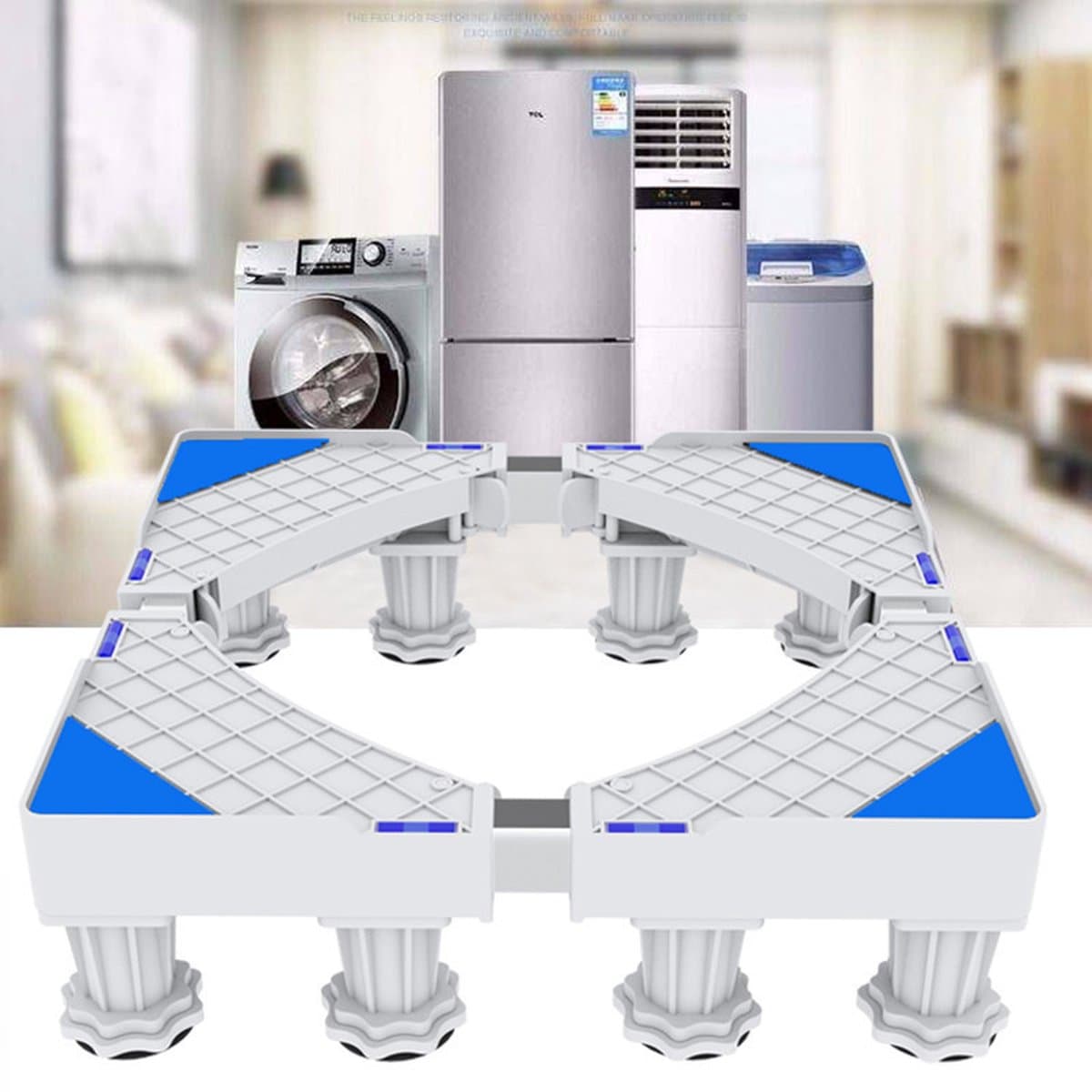 Universele Verstelbare Wasmachine Verhoger-met 8 poten - Meubelverhoger-wit — afbeelding 1