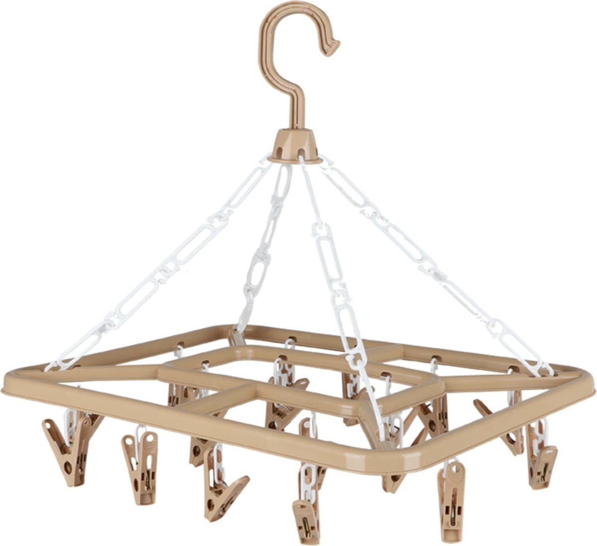 Urban Living Wasgoed droogcarrousel/droogmolen - 18 clips/knijpers - beige - kunststof - 31 x 33 cm — afbeelding 1