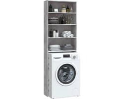 Wasmachine ombouw - Kast - Opbouwmeubel - Verhoger - Wasmachine meubel - Opbergkast - Hout - Betongrijs