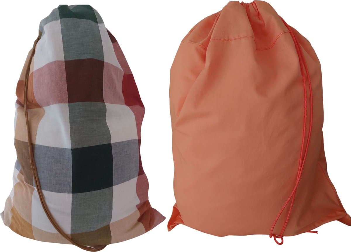 Bluvardi katoenen waszakken set van 2 stuks - XXL -oranje- ruit multi — afbeelding 1
