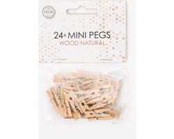 24 Mini houten knijpers Naturel Hout - Feest Thema Polaroid Foto Ophangen Klein Knijper