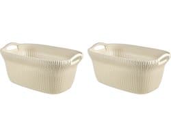 Curver Knit Wasmand - 40L - set van 2 - Oasis white