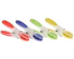 12x Wasknijpers in verschillende kleuren met sotfgrip - huishoudelijke producten - knijpers