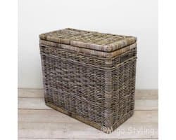 Rotan grey Duo wasmand-70x36xH65-Riet-Rotan — afbeelding 1