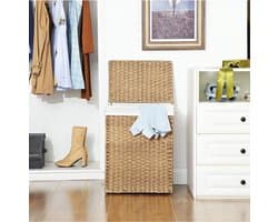 CALICOSY - Wasmand met 2 handvatten en afneembare zak - Natuurlijke rotanimitatie
