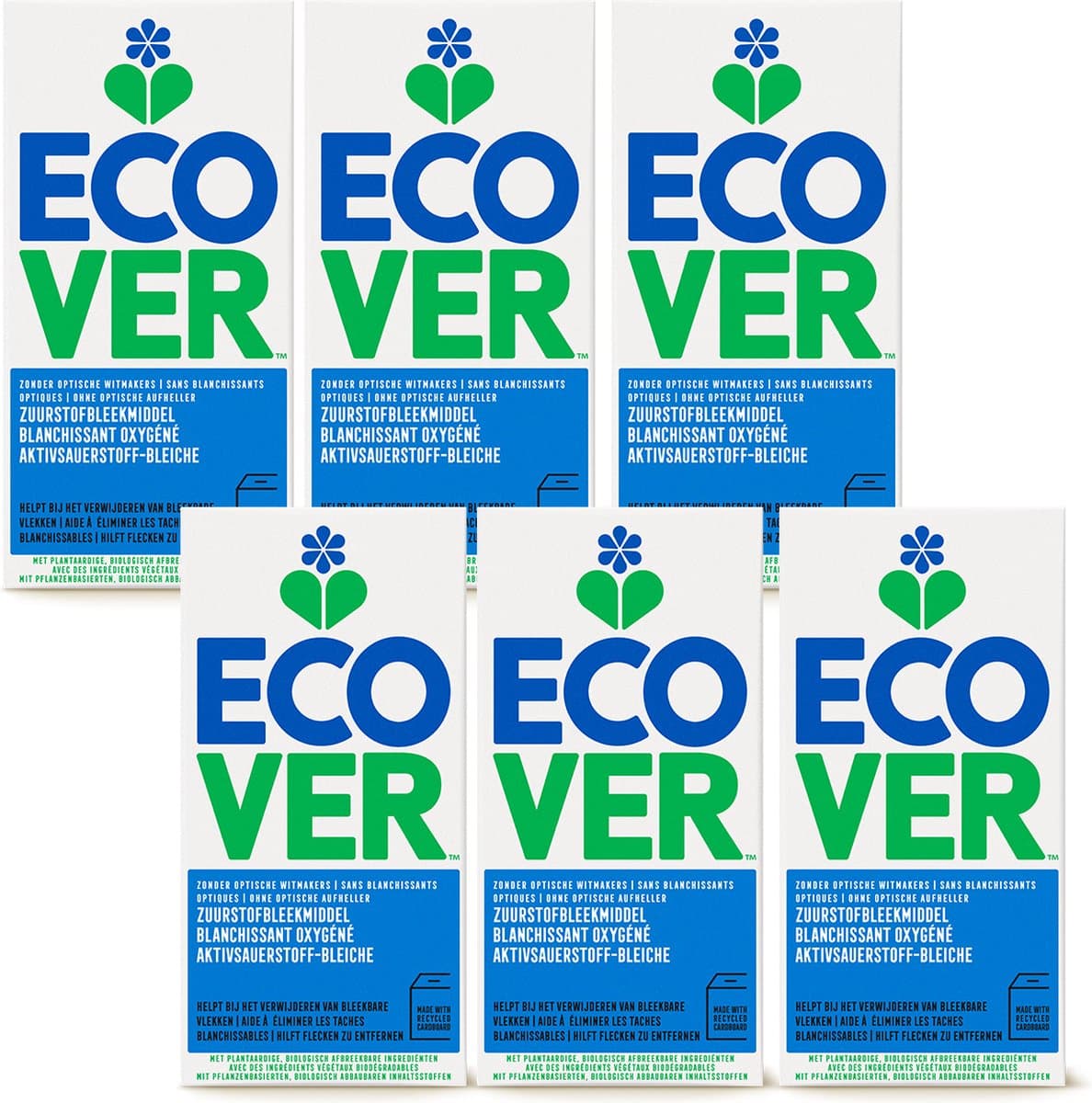 Ecover Bleekmiddel - Zuurstofbleekmiddel - Voordeelverpakking 6 x 400g - Plantaardig & Biologisch afbreekbaar - Zuurstofbleek voor helderwit wasgoed - Gerecycled karton — afbeelding 1