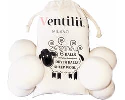Witte XL drogerballen 6 stuks (7cm) van schapenwol - wasdroger drogerbol droger bal bol