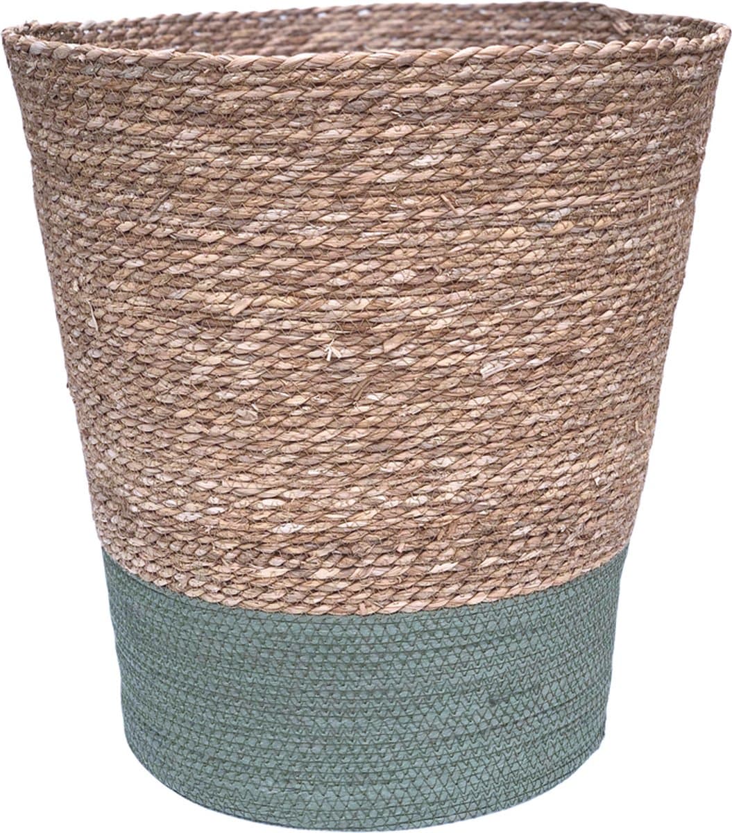 Lavandoux - Wasmand - Zeegras - Naturel/Groen - Ø40 x H45 cm — afbeelding 1
