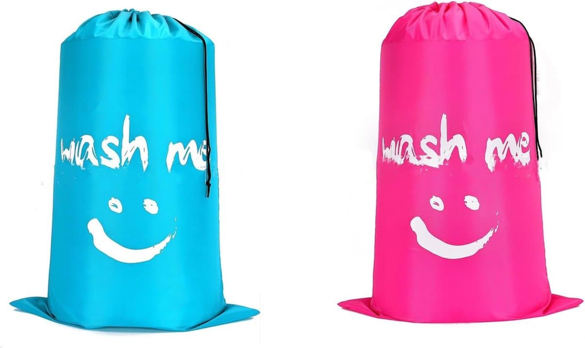 2 stuks waszakken voor op reis, vuile was, wasverzamelaar, waszak, grote opvouwbare wasmand, opbergtas, wasmand — afbeelding 1