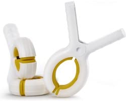 Ecorare - Handdoek Knijpers - Anti-slip rubbers - Set van 3 grote knijpers - Geel witte Strandlaken knijpers
