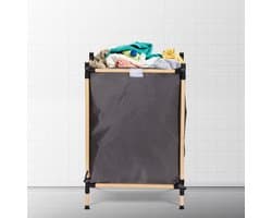 Wasmand - Laundry Bag - Wasmanden - Zwart - Hout - 105 Liter