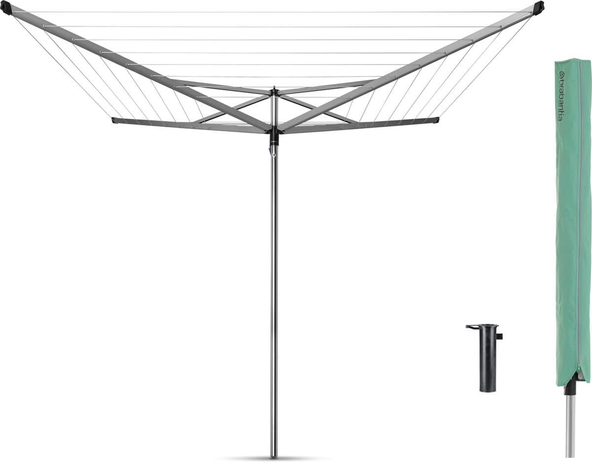 Brabantia Essential Droogmolen - met Beschermhoes en Betonanker - 40 m - Metallic Grey — afbeelding 1