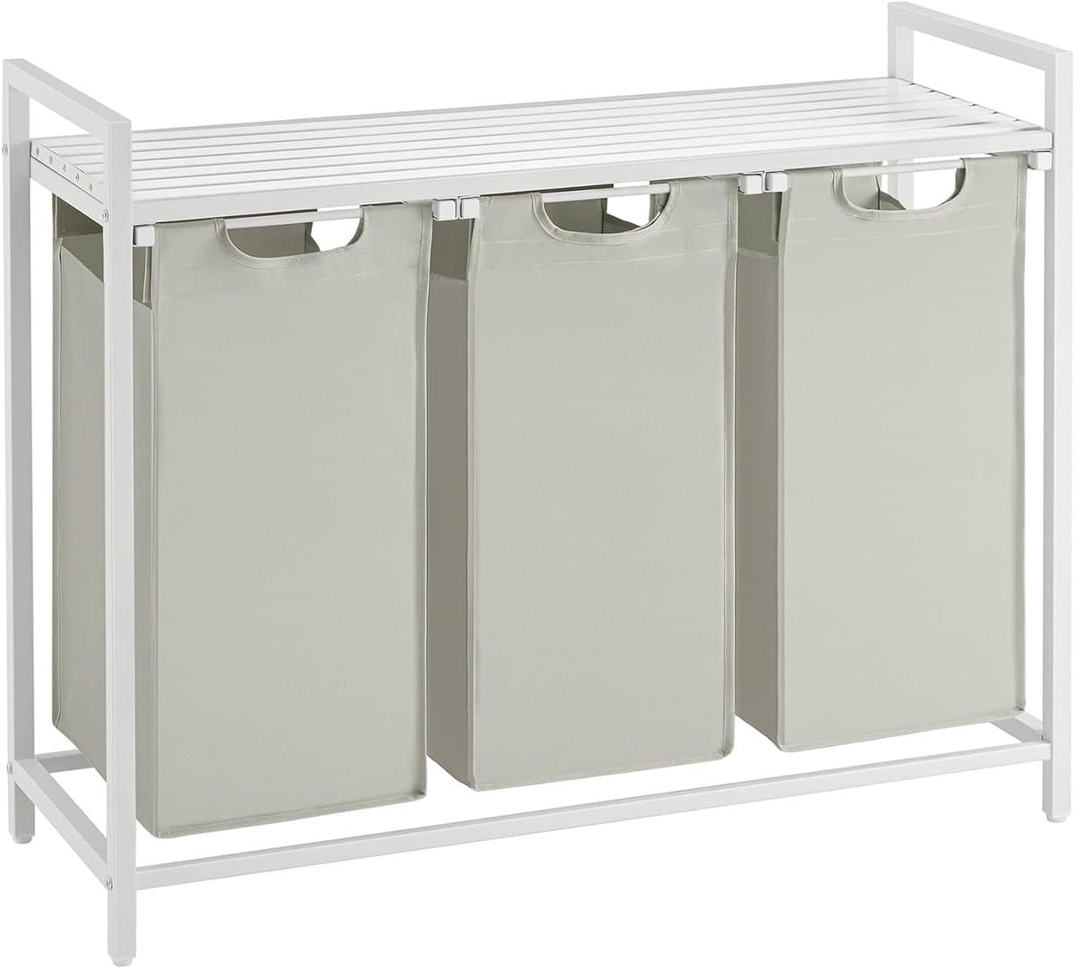 ACAZA Wasmand 3 vakken - 114 L - Wit - 92,5 x 33 x 71 cm — afbeelding 1
