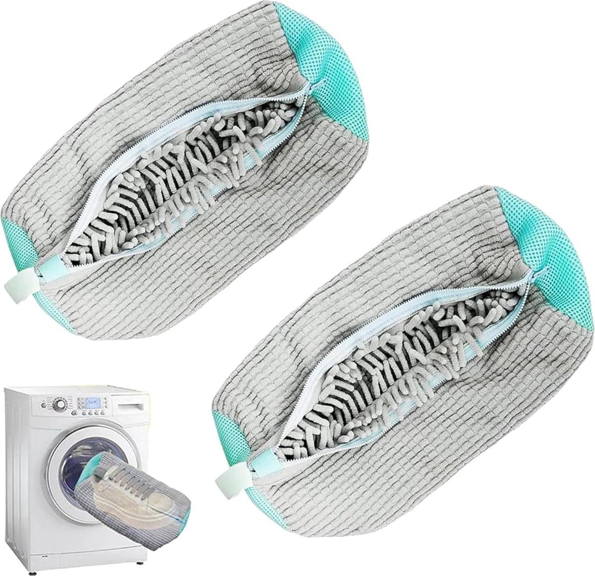2-pack herbruikbare wasmachine schoenenzakken - cilindrische multifunctionele schoenenwaszak - anti-deformatie - verstelbare schoenenwaszak sportschoenreinigingszak, 360° reiniging witte schoenen - multifunctionele schoenenwaszak voor wasmachine en d — afbeelding 1