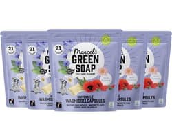 Marcel's Green Soap Wascapsules - Wasmiddel Pods - Wilde Bloemen - 5 x 21 stuks - 105 wasbeurten