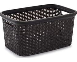 Plasticforte rotan wasmand - 35 liter - bruin - kunststof - badkamer - 53 x 36 x 26 cm