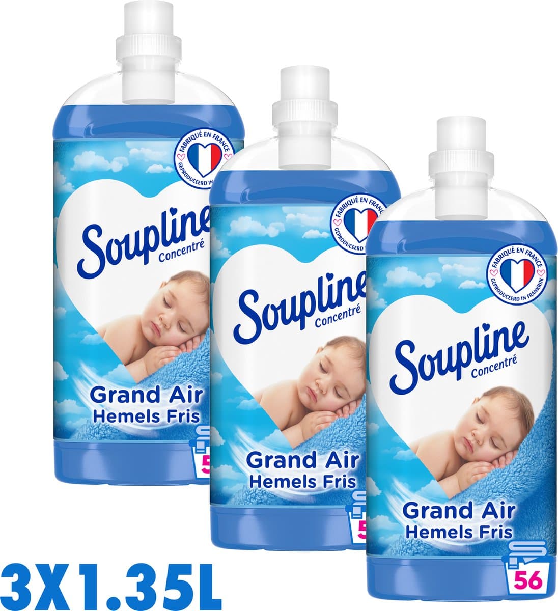 Soupline Hemels Fris Geconcentreerde Wasverzachter - 3 x 1.35L - 56 Wasbeurten Per Verpakking - Voor Langdurige Frisheid - Voordeelverpakking — afbeelding 1