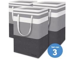 Wasmand met Versterkte Handgrepen - 3 Stuks - 75L - Opvouwbaar - Waterafstotend - Waszak voor wasgoed - Wassorteerder - Organizer kleding - Wasbox