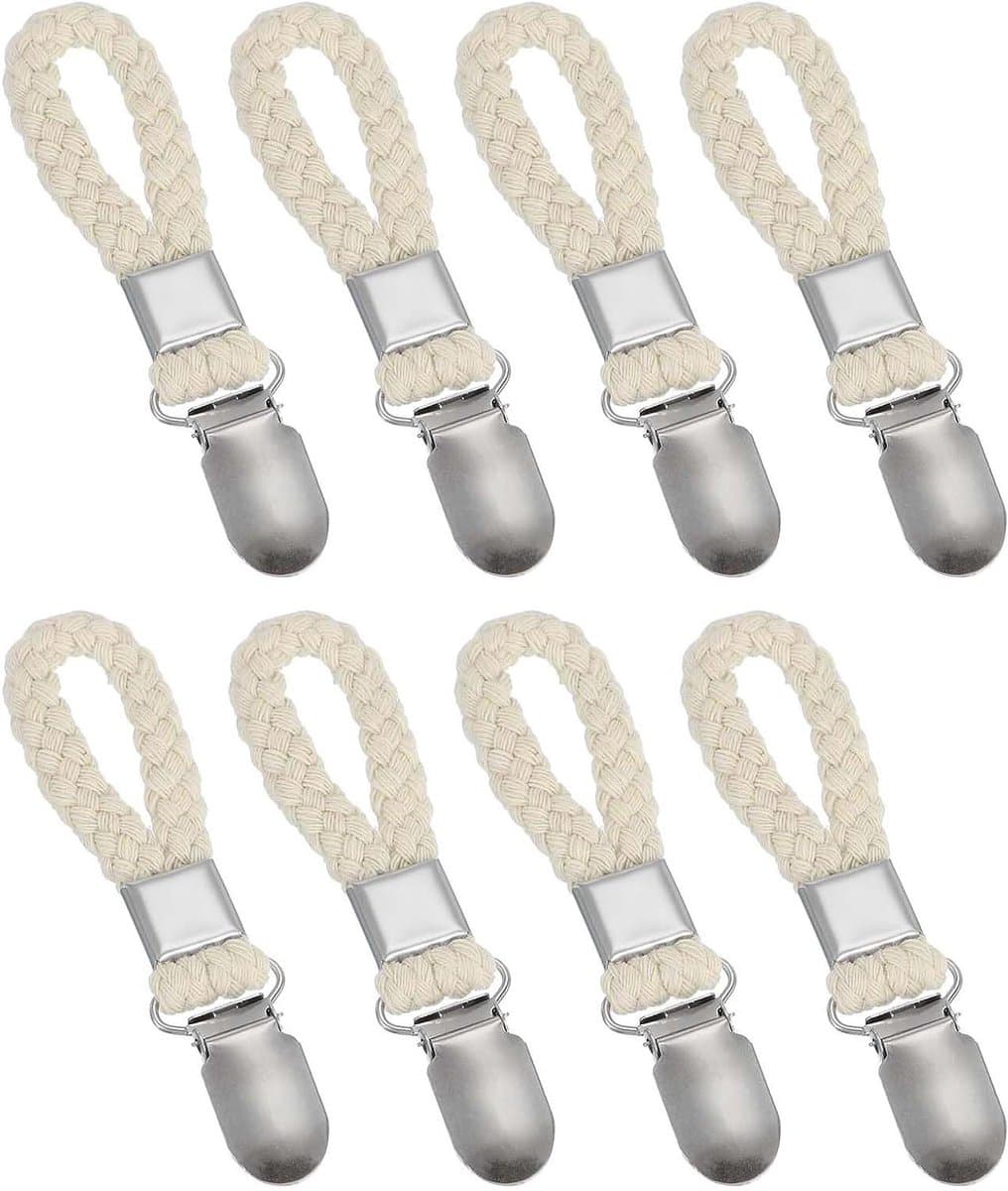 Wasknijpers met Lus - Handdoekhouders Ophangbaar - Opbergen van Handdoeken - Met Katoenen Lus - 11 cm - Beige — afbeelding 1