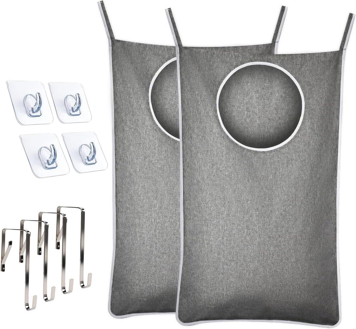 Set van 2 Waszakken voor Achter de Deur, 92 x 57 cm, Ruimtebesparende Wasmand, Wandopslag met Rits voor Slaapkamer, Badkamer en Camper — afbeelding 1