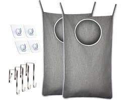 Set van 2 Waszakken voor Achter de Deur, 92 x 57 cm, Ruimtebesparende Wasmand, Wandopslag met Rits voor Slaapkamer, Badkamer en Camper