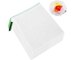 Herbruikbare Mesh Groentenzakken - Netzakken Fruit en Groente - Verse Opslag - Ademend Polyester Net - 35x30cm - Wit
