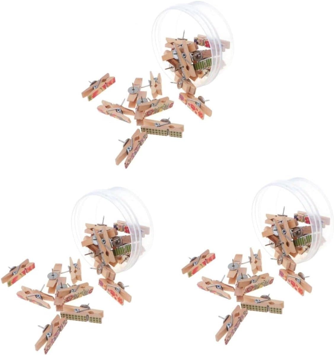 Houten Clips - Decoratieve Punaises - Foto's Ophangen - Natuurlijk Hout - 60 Stuks - Multicolor — afbeelding 1