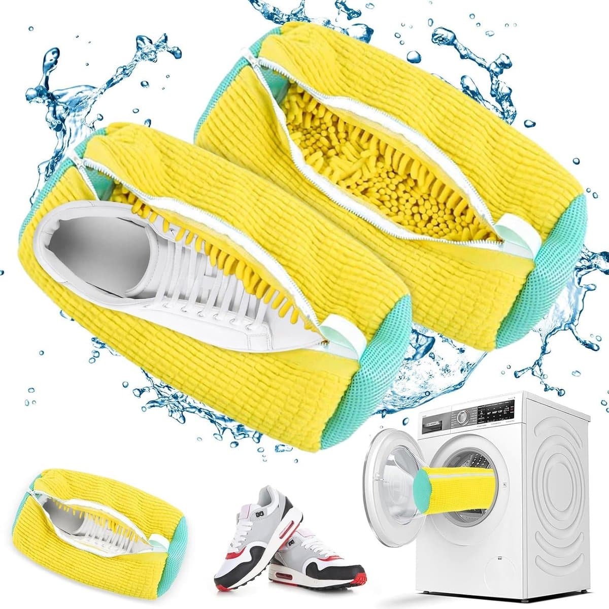 Set van 2 microvezel waszakken voor schoenen, geschikt voor wasmachine, met rits voor optimale reiniging en bescherming van je schoenen — afbeelding 1