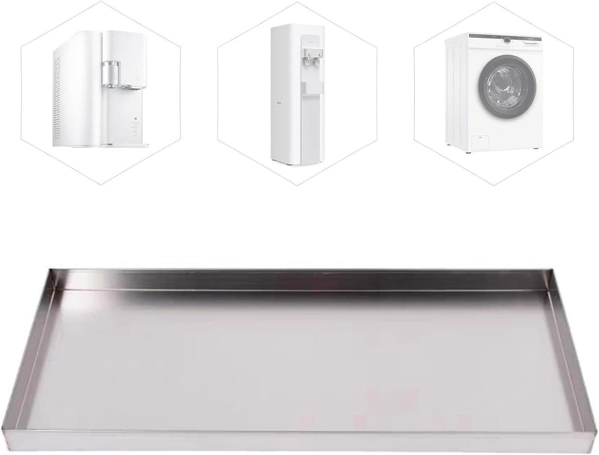 RVS Lekbak - Wasmachine Onderbak - Vloer Beschermen - Verhoogde Rand - 70x30x5cm - Zilverkleurig — afbeelding 1