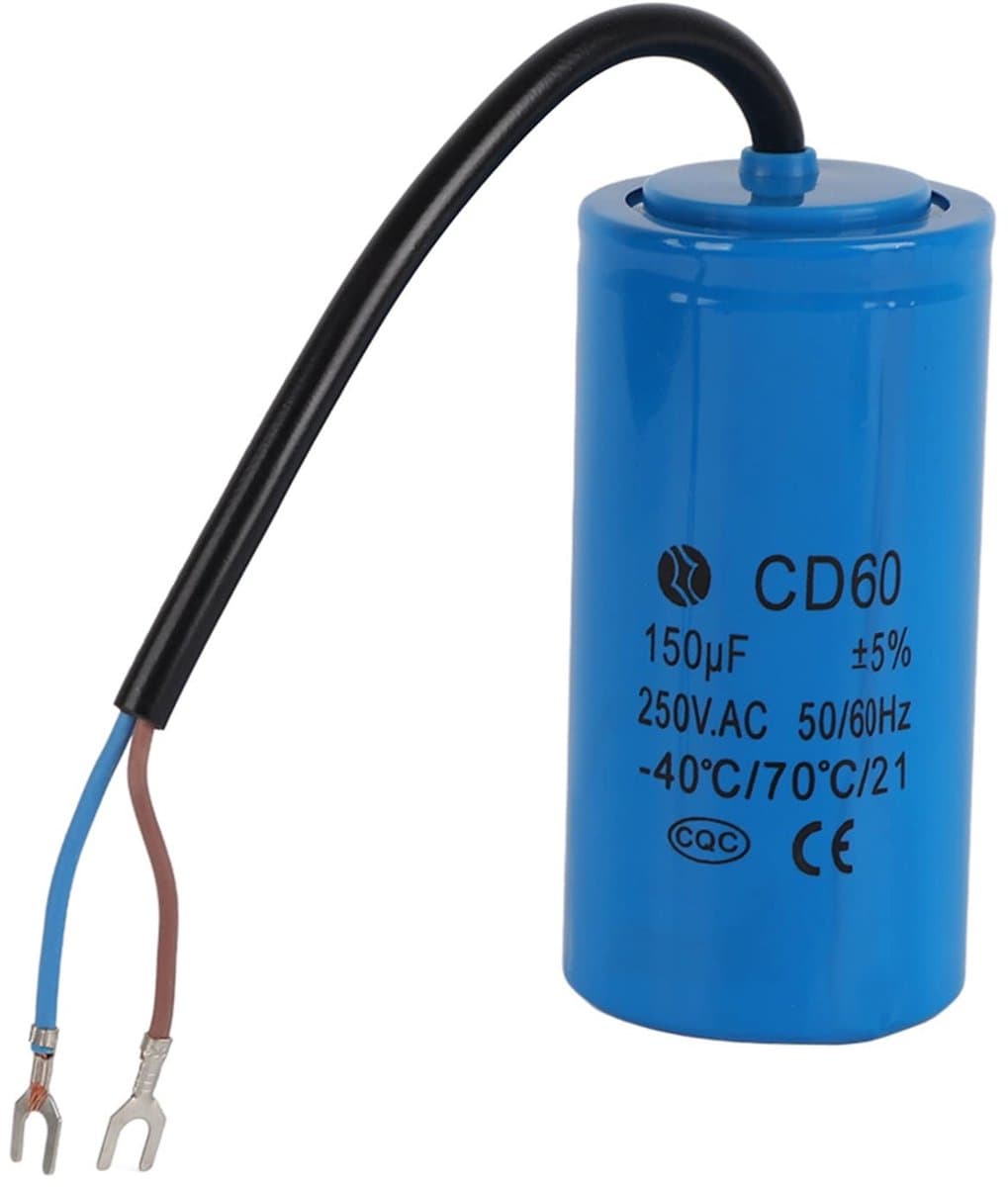 Allecto - CD60-condensator - Bedrijfscondensator met Kabel - 250V AC - 150uF - Ideaal voor Motorluchtcompressor - Blauwe kleur - Betrouwbare werki — afbeelding 1