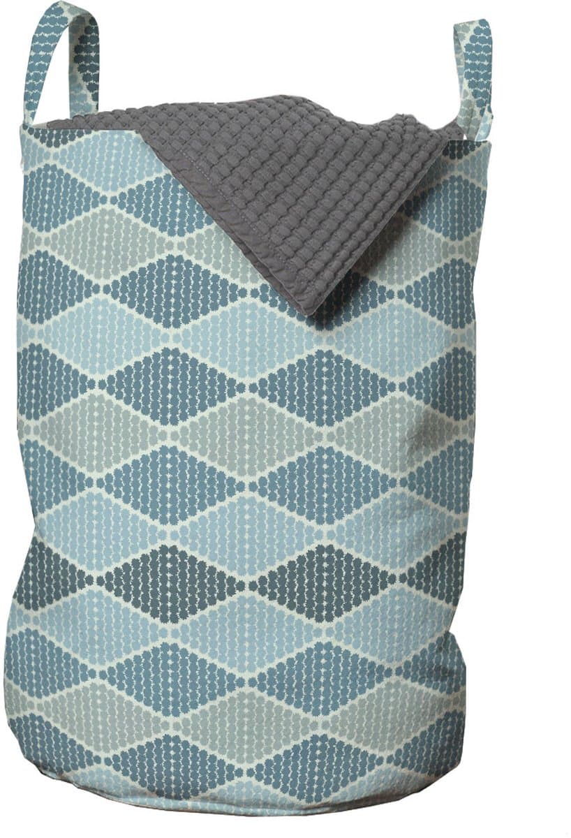 ABAKUHAUS abstracte waszak, horizontale ruitenstijl, wasmand met handvatten, trekkoordje voor wasserettes, Cadet Blue leisteenblauw — afbeelding 1