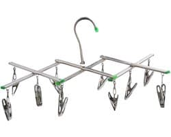 Sokkenklemmen set - Kledinghangers clips - Ruimtebesparend drogen - Roestvrij staal - 10 clips - Zilverkleurig