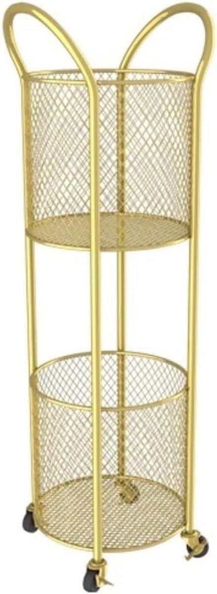 Wasmand Met Wielen - Kledingmand Opbergmand - Was Sorteren Opslag - Dubbele Laag Ontwerp - 28 x 92cm - Goud — afbeelding 1