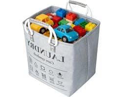 Wasmand - 48L opbergorganizer, stoffen mand met handgrepen, opvouwbare kledingcontainer met capaciteit | Huishoudelijke wasbak voor slaapkamer badkamer slaapzaal kinderkamer handdoeken dekens