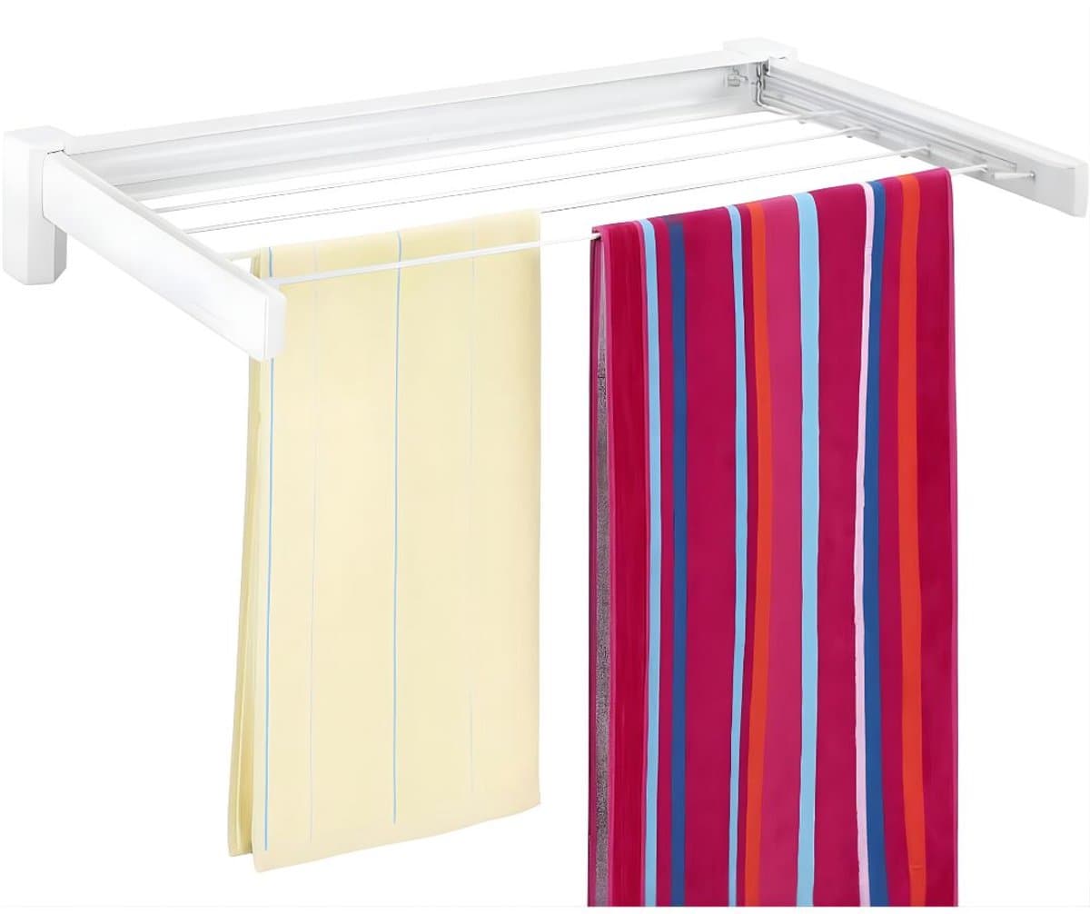 DnA® Wanddroogrek - Wanddroogrek Inklapbaar - Droogrek Muur - Wanddroogmolen - Wit - 37cm x 70cm x 11cm — afbeelding 1