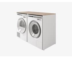 Wasmachinekast - Opbergkast - Badkamer Organiseren - Modulaire Constructie - 130 cm Breed - Wit Sonoma Eiken
