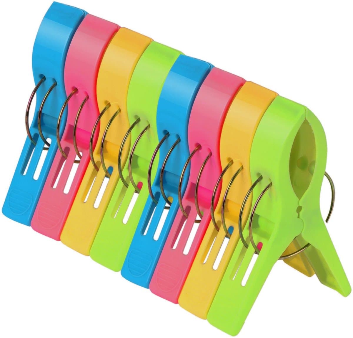 Dailygoods- Strandlaken Knijpers 8 Stuks - Kunststof Klemmen - Zonnebed Klemmen - Tafelkleed Klemmen - Kamperen - Sterk en Duurzaam — afbeelding 1