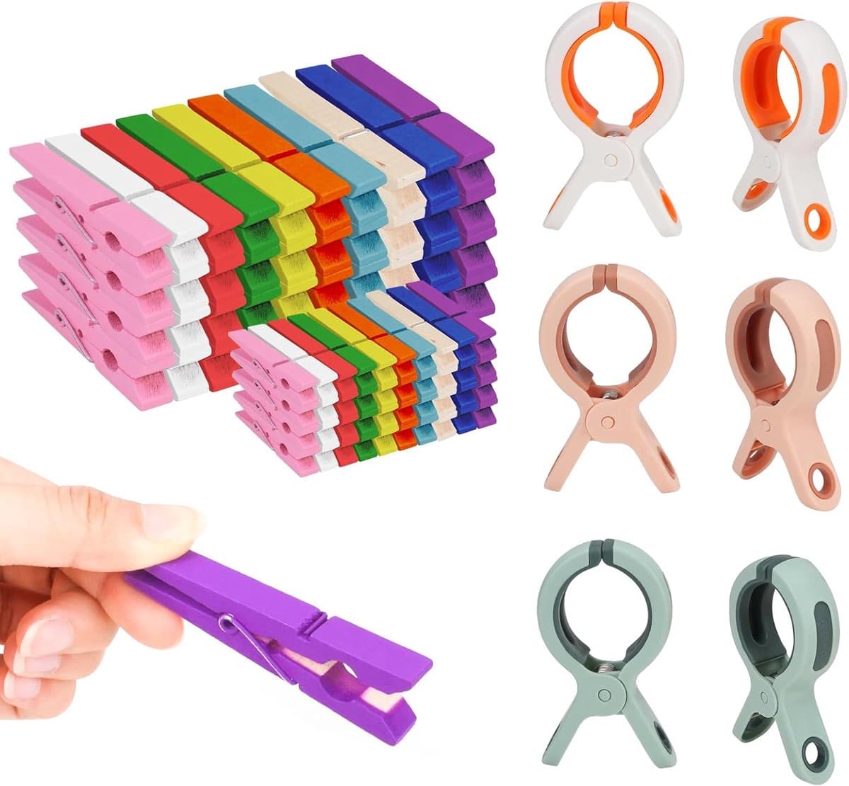Strandlaken Clips - Kledingknijpers - Handdoeken Bevestigen - Extra Grote Clips - 6 Stuks - Gekleurd — afbeelding 1