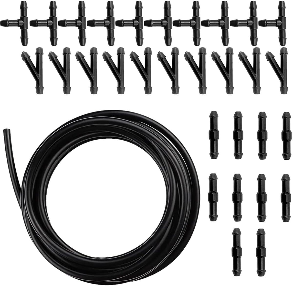 Dailygoods- Ruitensproeierventiel 400 cm - Reparatieset - Slang - 30 Stuks Aansluitstukken - Rubber/ABS - Eenvoudig te installeren - Ruitensproeier — afbeelding 1